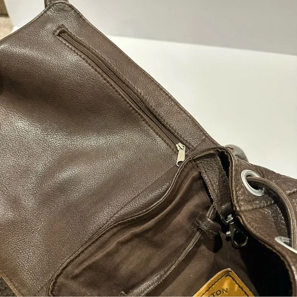 Ellington Vintage Leather Backpack Bucket Bag In Chocolate